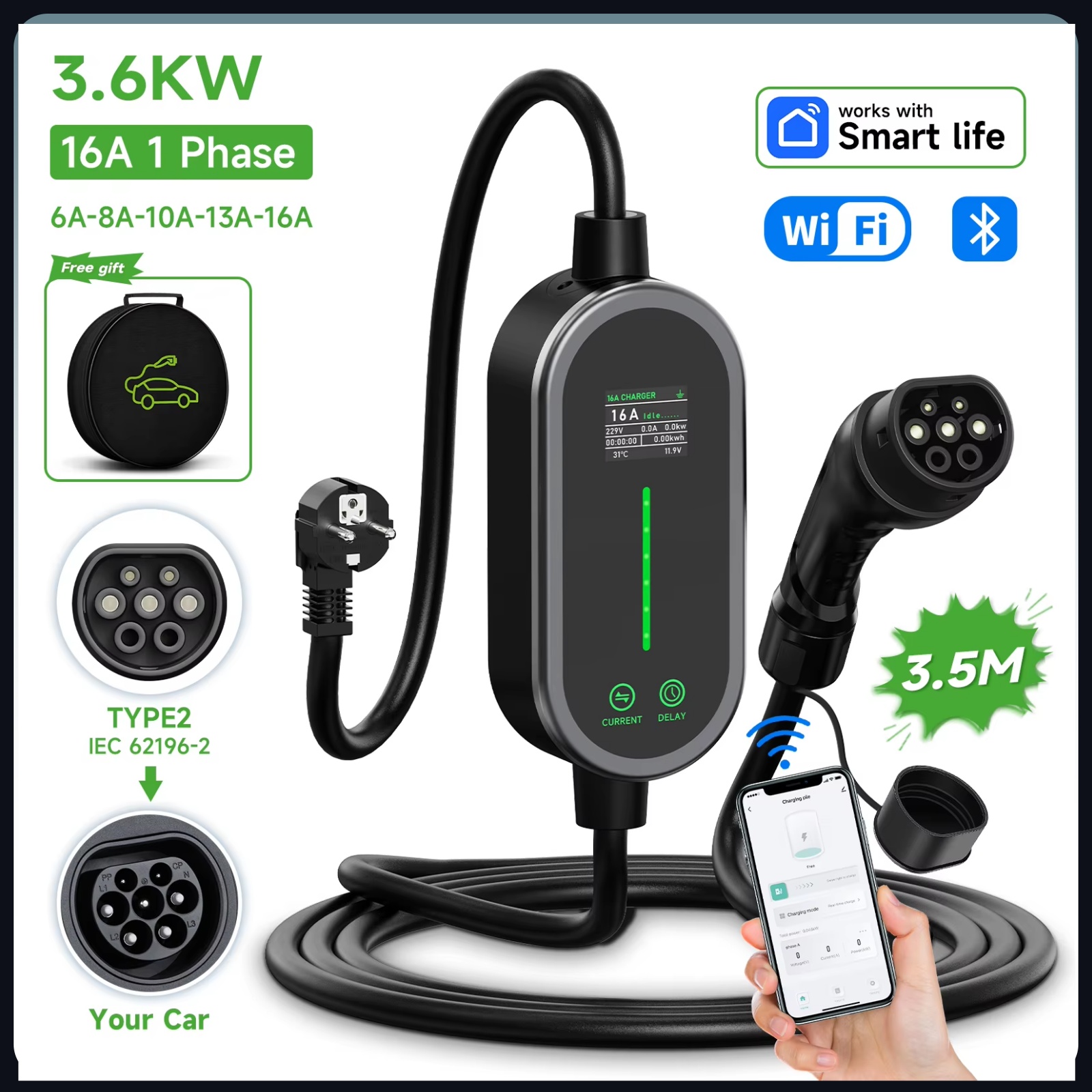 AFEEV 16A 3.6KW Portable Charg - Wifi Smart Plug のレビューと価格