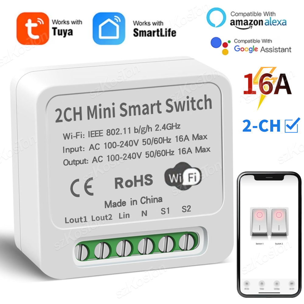 16A Tuya WiFi Smart Switch Mod - Smart Home Button のレビューと価格