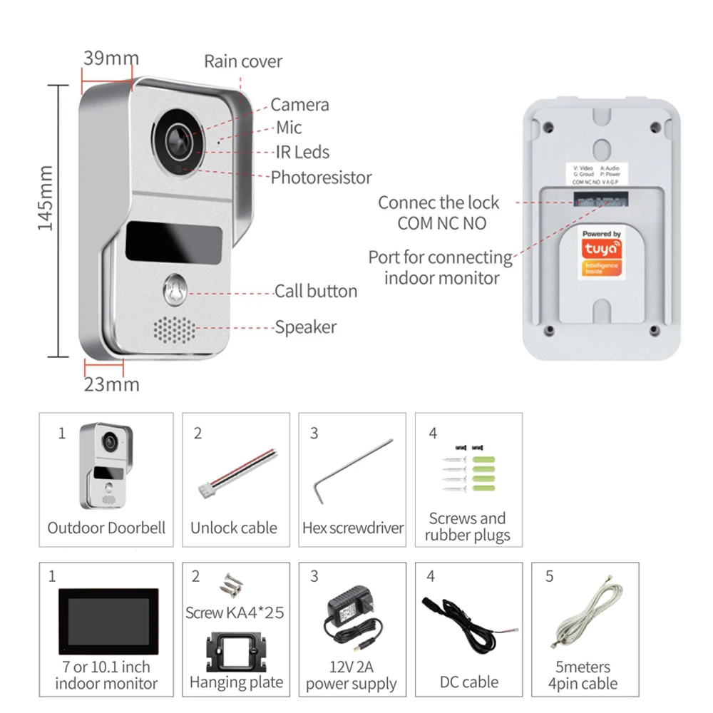 Door Intercom Doorbell, 10.1 I - Wifi Doorbell Camera のレビューと価格
