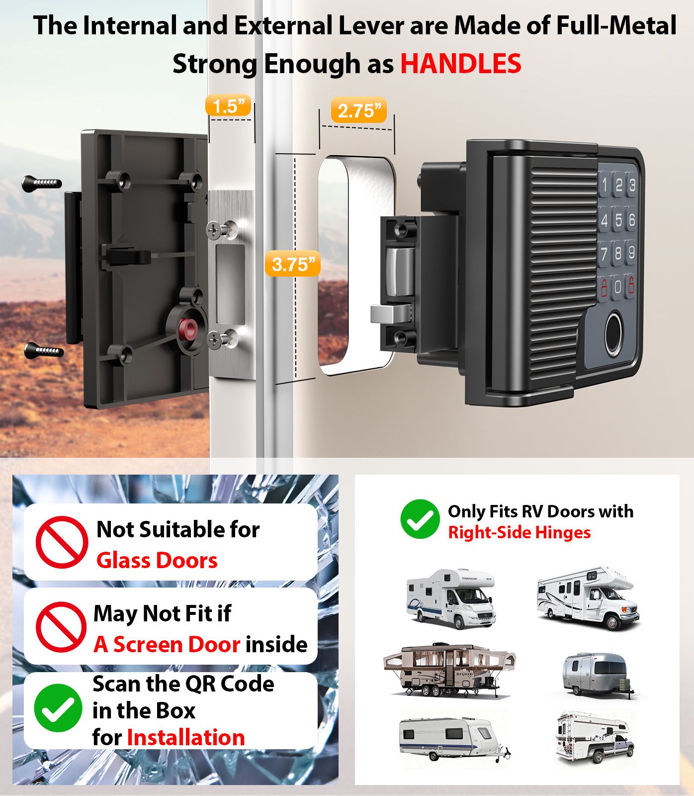 Smart RV Door Locks Keyless En - Smart Home Key のレビューと価格