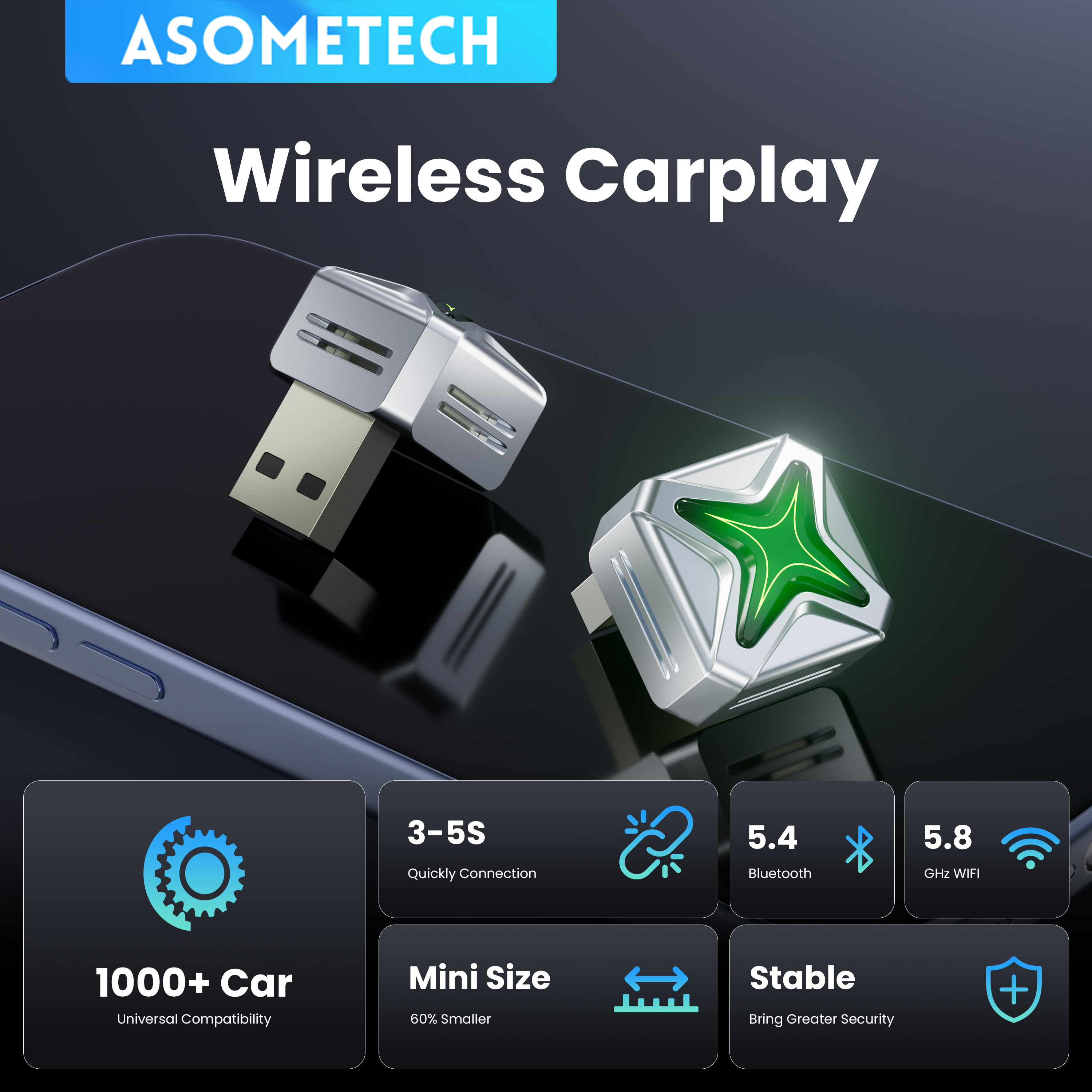 Wireless CarPlay Android Auto  - Wifi Smart Plug のレビューと価格
