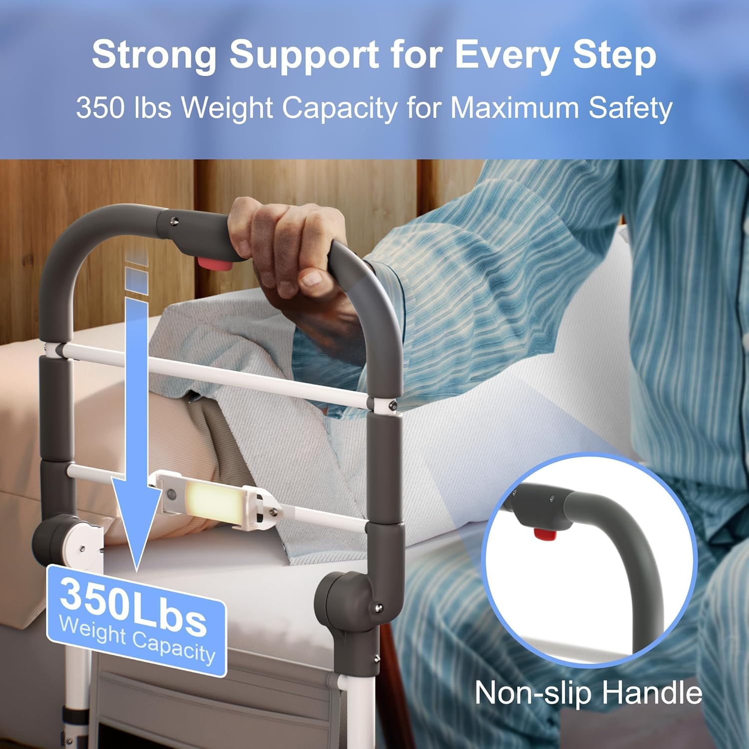 Foldable Bed Rail for Elderly  - Motion Sensor Light のレビューと価格