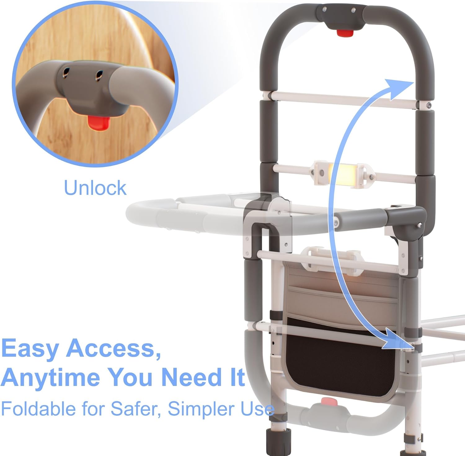 Foldable Bed Rail for Elderly  - Motion Sensor Light のレビューと価格